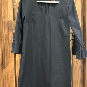 J. Crew Black V-Neck Dress with Bell Sleeves
